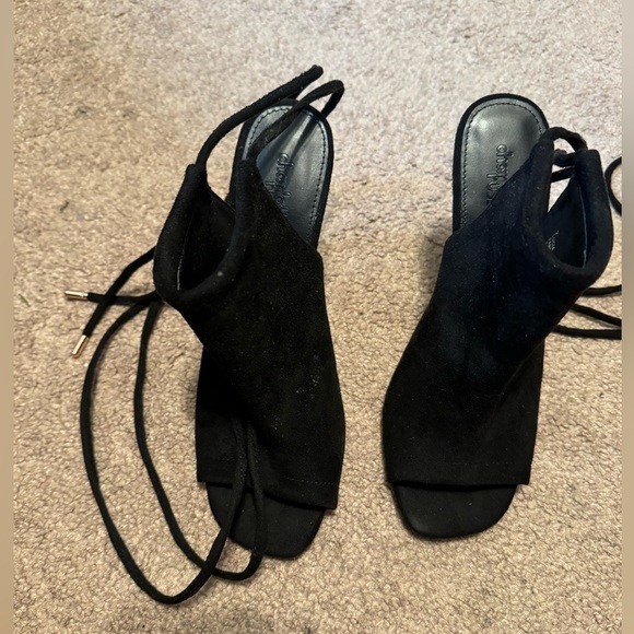 Charlotte Russe Black open toe ankle lace heels size 9 - Picture 3 of 13